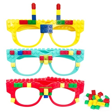 Fowecelt 12 Pcs DIY Building Bricks Glasses for Kids Birthday Party Favors Supplies
