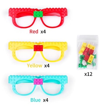 Fowecelt 12 Pcs DIY Building Bricks Glasses for Kids
