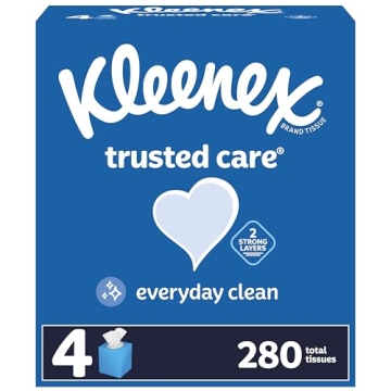 Kleenex Trusted Care Facial Tissues, 4 Cube Boxes, 70 Tissues per Box, 2-Ply (280 Total Tissues), Pa...