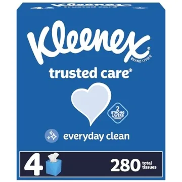 Kleenex Trusted Care Facial Tissues, 4 Cube Boxes, 70 Tissues per Box, 2-Ply (280 Total Tissues), Pa...