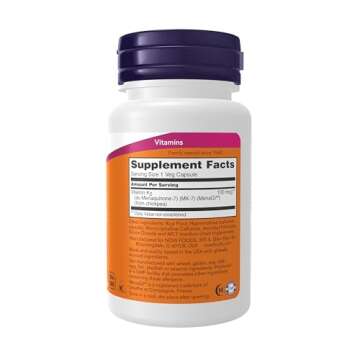 NOW Foods MK-7 Vitamin K-2 100 mcg for Bone & Cardiovascular Health, Vegan Capsules