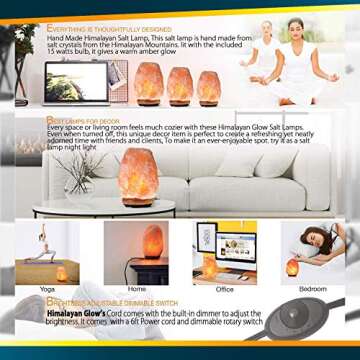 Handmade Himalayan Glow Salt Lamp with Dimmer Switch for Gift