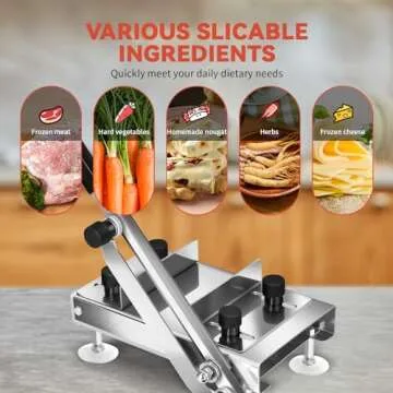 BAOSHISHAN Manual Frozen Meat Slicer, Stainless Steel Meat Cutter Beef Mutton Roll Bacon Nougat for Home Cooking of Shabu Shabu Hotpot Korean BBQ (Include 10 Meat Freezer Bags)