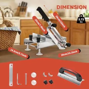 BAOSHISHAN Manual Frozen Meat Slicer, Stainless Steel Meat Cutter Beef Mutton Roll Bacon Nougat for Home Cooking of Shabu Shabu Hotpot Korean BBQ (Include 10 Meat Freezer Bags)