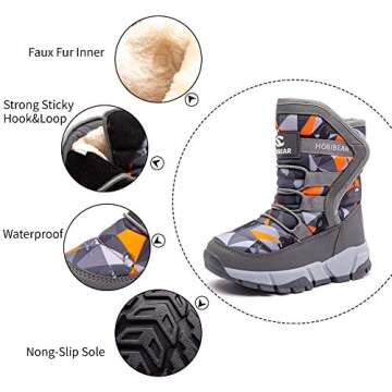 GUBARUN Boys Girls Snow Boots Kids Outdoor Warm Shoes Waterproof