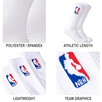 Ultra Game NBA Men's Athletic Crew Socks - 6 Pack