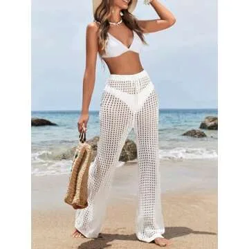 Stylish High Elastic Waist Beach Cover Up Pants for Women