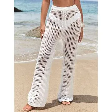Stylish High Elastic Waist Beach Cover Up Pants for Women