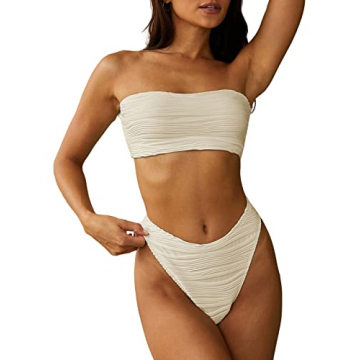 ZAFUL Strapless Textured Bandeau Bikini for Women