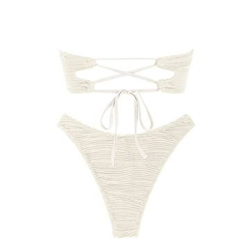 ZAFUL Strapless Textured Bandeau Bikini for Women