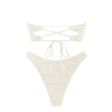 ZAFUL Strapless Textured Bandeau Bikini for Women