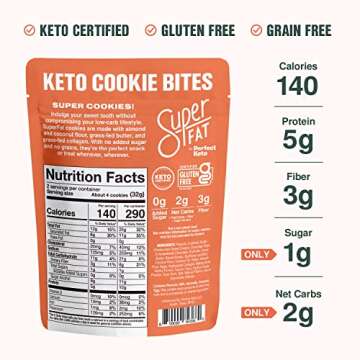 SuperFat Cookies Keto Snack Low Carb Food Cookies - Peanut Butter Chocolate Chip 3 Pack - Gluten Fre...