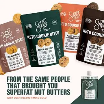 SuperFat Cookies Keto Snack Low Carb Food Cookies - Peanut Butter Chocolate Chip 3 Pack - Gluten Free Dessert Sweets with No Sugar Added for Paleo Healthy Diabetic Diets