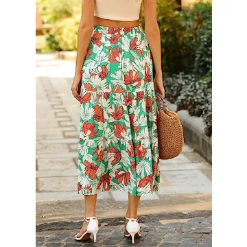 KIRUNDO Boho Floral Maxi Skirt for Summer Style