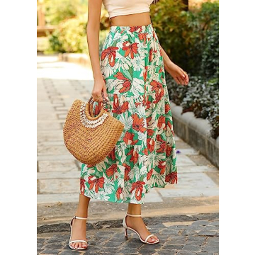 KIRUNDO Boho Floral Maxi Skirt for Summer Style