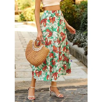 KIRUNDO Boho Floral Maxi Skirt for Summer Style