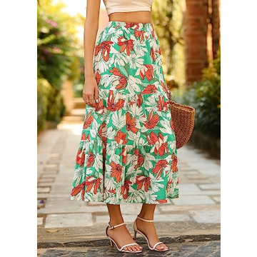 KIRUNDO Boho Floral Maxi Skirt for Summer Style