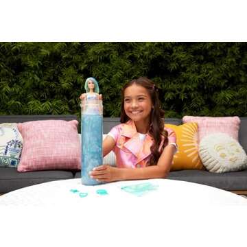 Barbie Color Reveal Doll & Accessories with 6 Unboxing Surprises, Mermaid Series with Color-Change B...