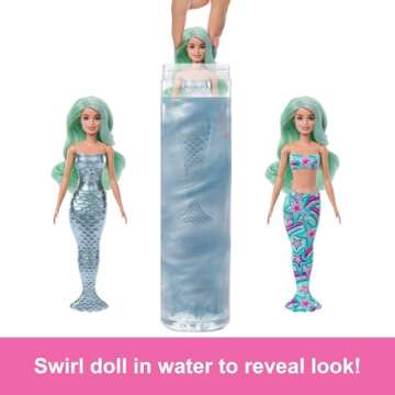 Barbie Color Reveal Doll & Accessories with 6 Unboxing Surprises, Mermaid Series with Color-Change Bodice