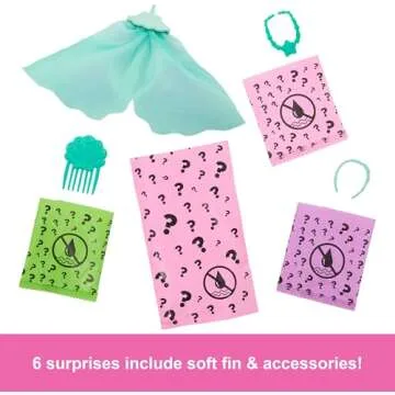 Barbie Color Reveal Doll & Accessories with 6 Unboxing Surprises, Mermaid Series with Color-Change Bodice