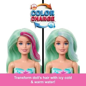 Barbie Color Reveal Doll & Accessories with 6 Unboxing Surprises, Mermaid Series with Color-Change Bodice