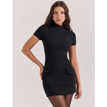 YMDUCH Women's Stylish Mini Bodycon Party Dress