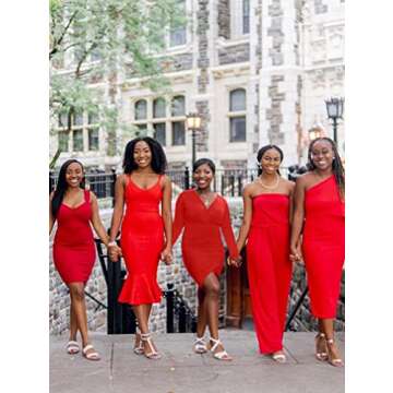 ZileZile Women's Sexy Bodycon Long Sleeve Ruched Deep V Neck Wrap Club Mini Dress Red