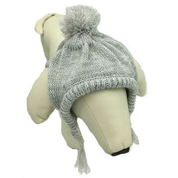 Classic Warm Knit Dog Hats Accessory for Cats Puppy, Grey Small Head Measurement 6.0"