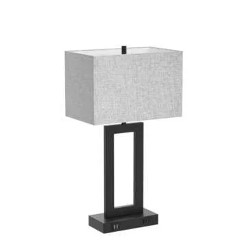 Set of 2 Modern Touch Control Table Lamps with 2 USB Ports, 22’’ Large Bedside Nightstand Lamps 3-Way Dimmable Desk Lamp With Grey Fabric Shade For Bedrooms Living Room Reading, 2 LED Bulbs Included