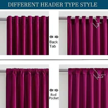 PRIMROSE Hot Pink Velvet Curtains 84 inch Long for Living Room,Set of 2 Panels Blackout Rod Pocket B...