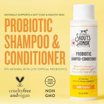 Skout's Honor Probiotic Pet Shampoo & Conditioner with Avocado Oil & Omega-3s, 97% Natural, Paraben ...