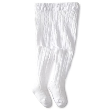 Jefferies Girls' Cable Knit Tights - White, for Ages 6-8