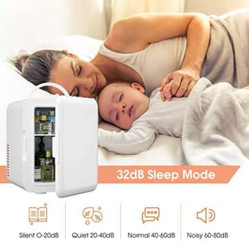 ARLIME Mini Fridge, 4 Liter Skincare Refrigerator, Beauty Small Compact Refrigerator, Portable Beer Fridge, Low Noise Cooler and Warmer with AC/DC Power for Bedroom, Dorm, Cars, Office (White)