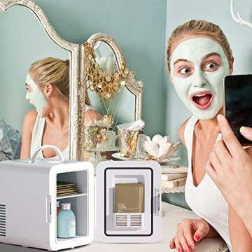 ARLIME Mini Fridge, 4 Liter Skincare Refrigerator, Beauty Small Compact Refrigerator, Portable Beer Fridge, Low Noise Cooler and Warmer with AC/DC Power for Bedroom, Dorm, Cars, Office (White)