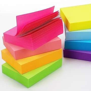 Sticky Notes 1.5x2 inch Bright Colors Self-Stick Pads 8 Pads/Pack 100 Sheets/Pad Total 800 Sheets