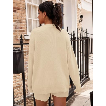 LILLUSORY Women's 2-Piece Lounge Set Cozy Sweater Stylish Shorts