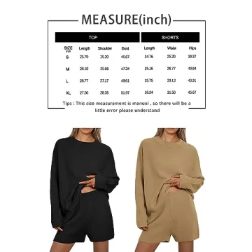 LILLUSORY Women's 2-Piece Lounge Set Cozy Sweater Stylish Shorts