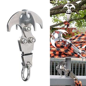 WREOW 2 IN 1 Pocket Size Grappling Hook,Stainless Steel Grappling Hook Survival Folding Rock Climbing Claw Multifunctional Tool Tactical Emergency Tool for Outdoor Life (2 PACK)