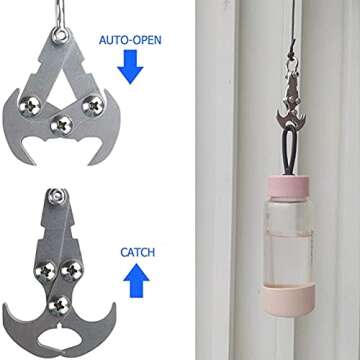 WREOW 2 IN 1 Pocket Size Grappling Hook,Stainless Steel Grappling Hook Survival Folding Rock Climbing Claw Multifunctional Tool Tactical Emergency Tool for Outdoor Life (2 PACK)