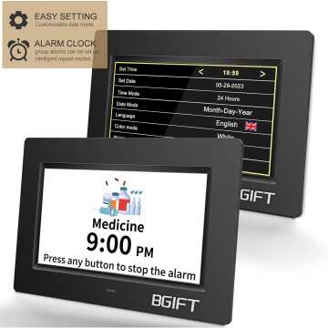 Large LCD Digital Clock for Seniors - Auto Dimming