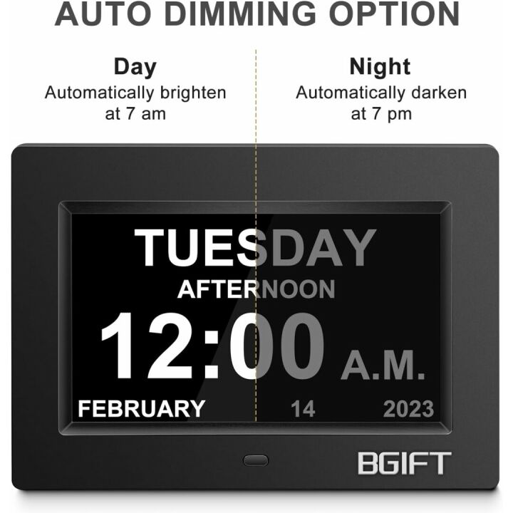 Large LCD Digital Clock for Seniors - Auto Dimming