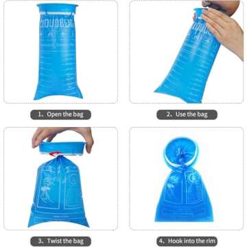 CLOUDBERG 24 Pack Blue Emesis Bags, 1000 ml Vomit Bags for Morning Sickness, Portable Nausea Bags fo...