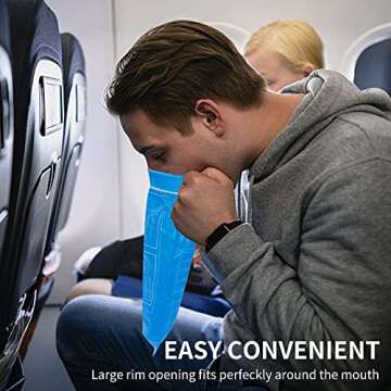 CLOUDBERG 24 Pack Blue Emesis Bags, 1000 ml Vomit Bags for Morning Sickness, Portable Nausea Bags for Pregnant Women, Leak Resistant Design for Car and Travel