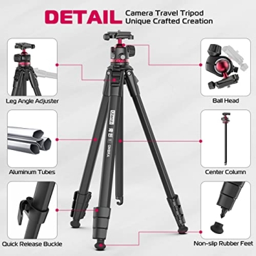 ULANZI MT-55 Travel Tripod - 62.2" Professional Aluminum Tripod