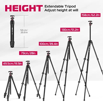 ULANZI MT-55 Travel Tripod - 62.2" Professional Aluminum Tripod