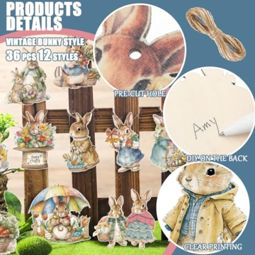 Wenqik Easter Wooden Ornaments - 36 Durable Decor