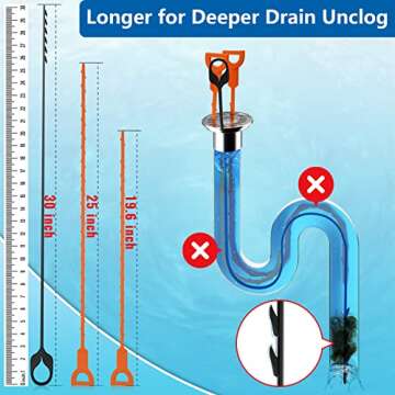 30 Inch Sink Snake Drain Clog Remover Tool for Home