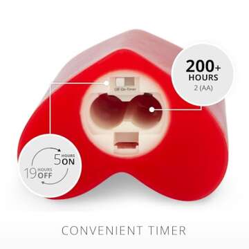 Luminara True Red Heart Shaped Pillar Candle - Flickering Real-Flame Technology - Remote Ready - Romantic Valentine's Collection - 3.5" x4.5"