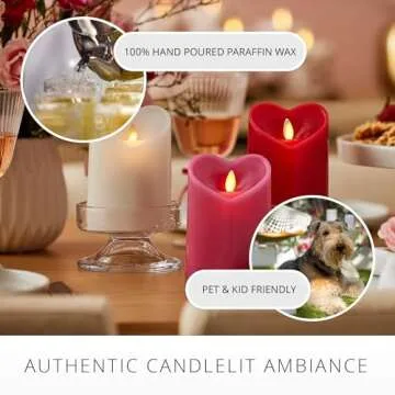 Luminara True Red Heart Shaped Pillar Candle - Flickering Real-Flame Technology - Remote Ready - Romantic Valentine's Collection - 3.5" x4.5"