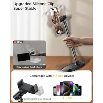 DIMONCOAT Adjustable Phone Stand for Desk - Ergonomic Design